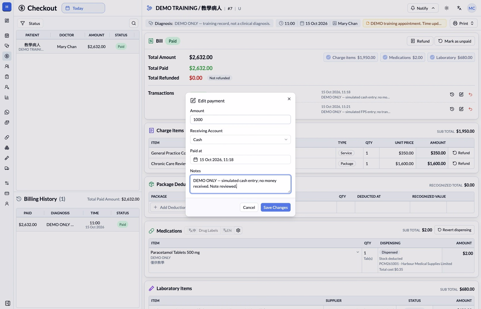 Step 3 — Review the specific payment before saving changes.