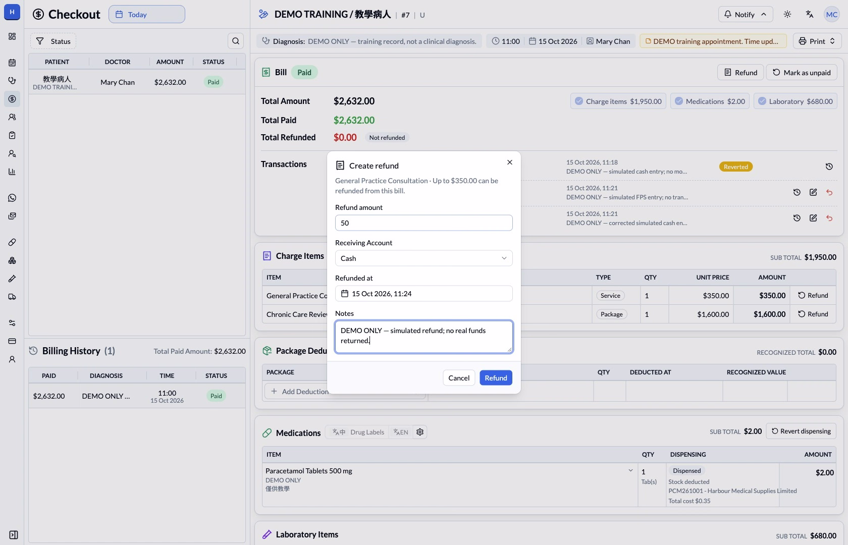 Step 11 — Check the refund item and amount.