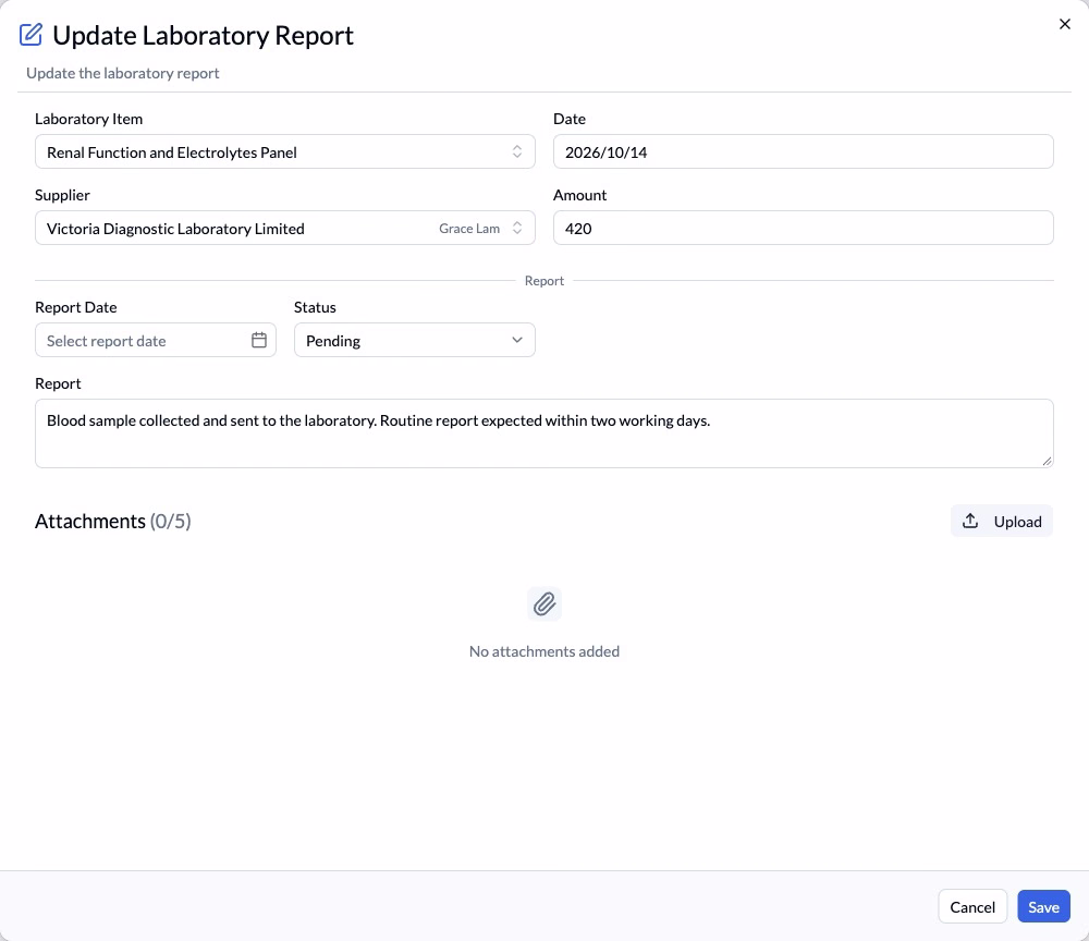 Step 3 — The update form provides date, text, Upload and Save controls.
