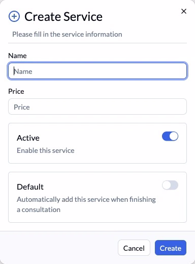 Step 4 — A default service is added on consultation completion. Check before enabling it.